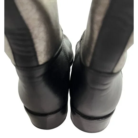 Chanel Two-Tone Leather Riding Boots in Black/Silver - Picture 5 of 6